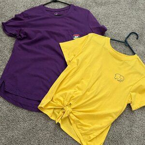 Ivory Ella Short Sleeve T-Shirt Purple Yellow Elephant Size Medium Cotton